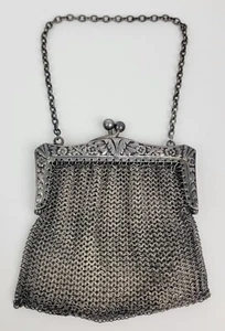 Bolso Cartera de Noche Miniatura Cota de Malla Tono Plateado Alpacca De Colección Alemania - Imagen 1 de 11