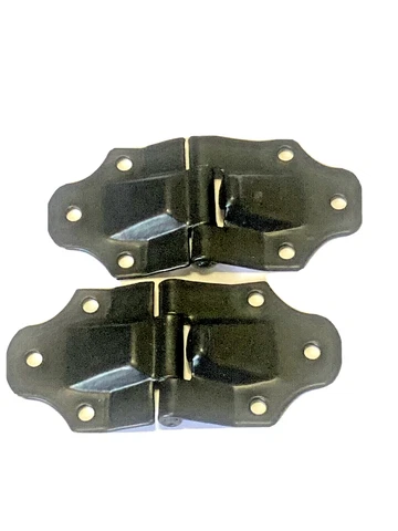 Vintage Trunk Hardware Hinges With Built in Stop Black Finish Pair Cover