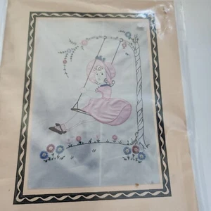 Sentimental Stitches Swing Time Embroidery Pattern Girl - Picture 1 of 4