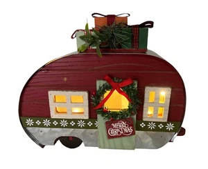 Retro Camper RV w/ Christmas Lights Holiday Decor Centerpiece Decorative - Picture 1 of 13