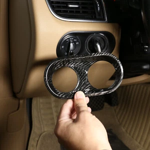 Dry Carbon Fiber Headlight Switch Button Frame Trim For Porsche MACAN 2014-2020 - Picture 1 of 11