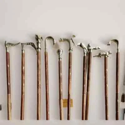 Antique Style Wooden Walking Stick Different Brass Handle Walking Cane Set of 10 - Image 1 of 4