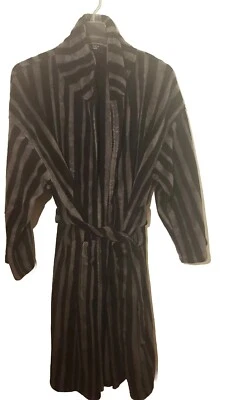 Bata gruesa vintage Nautica para hombre a rayas negras y grises talla única  Foto 1 de 4