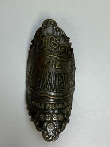 vintage H.S.B. & Co Hibbard THE BANNER bicycle Head Badge Little Falls, NY