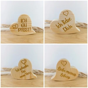 Herz Holzherz Liebe Geschenke Hochzeit Valentinstag Herzen mit Text HANDGEMACHT - Bild 1 von 14