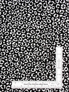 Animal Print Fabric By The Yard Cheetah  Leopard Spots White Black Cotton by VIP - Picture 1 of 1