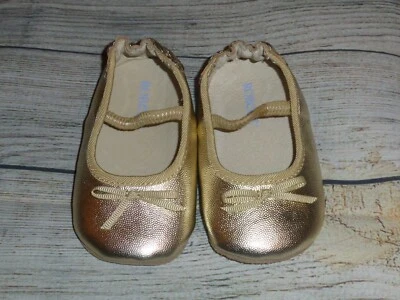 Robeez Baby Girls Gold Mary Janes Crib Shoes 6-9 Months - Image 1 of 4