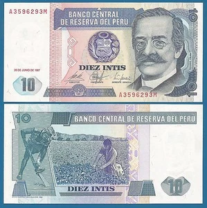 Peru 10 Intis P 129 1987 UNC - Picture 1 of 1