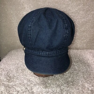 Vintage Blue Cotton Blank Denim Conductors Engineers Hat Vtg HTF Rivets 7” Dia. - Picture 1 of 11