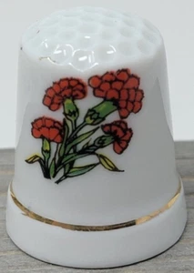 Baratija coleccionable vintage de dedal de flores rojas sin marca - Imagen 1 de 5