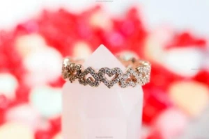 14k Rose Gold Diamond Heart Band Engagement Engagement Diamond Ring For Women - Picture 1 of 2