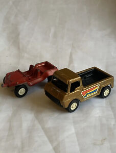 (2) 1969 Tootsie Toy Vehicles - Gold Pick-up Truck & Red Dune Buggy -Vintage Lot