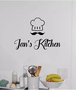 Nombre Personalizado y Chef Sombrero Utensilios Cocina Pared Pegatina Decoración Vinilo Calcomanía - Imagen 1 de 2