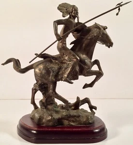 Listed Artist Bernard Kim (b.1942) Signed Bronze Sculpture Indian On Horseback - Picture 1 of 8
