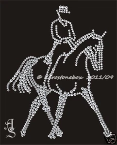 Bügelbild Strass Pferd Reiter Dressur Horse Traversale re.120125 Karostonebox - Bild 1 von 2