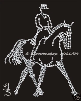 Bügelbild Strass Pferd Reiter Dressur Horse Traversale re.120125 Karostonebox - Bild 1 von 2