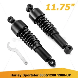 Black Rear Shocks 11.75" For Harley Sportster FXR Super Glide Iron XL 883 1200 - Picture 1 of 10