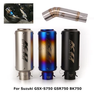 Slip for Suzuki GSR750 BK750 GSX-S750 Exhaust Tips Black Muffler Mid Link Pipe - Picture 1 of 11