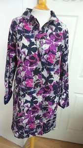 Abrigo Chaqueta Mujer Thakoon Púrpura Rosa Negro Gris Floral Talla L LÍNEA EN AZUL MARINO - Imagen 1 de 11