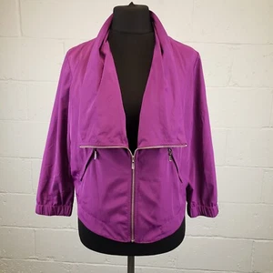 Calvin Klein Women Jacket UK 12 Shawl Neck Cropped Lightweight 3/4 Sleeve Purple - Picture 1 of 15