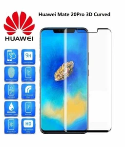 Cubierta Protectora de Pantalla 9H Vidrio Templado 3D Genuino Para Huawei Mate 20 Pro - Imagen 1 de 2
