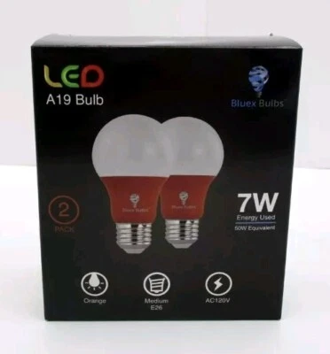 Bluex Bulbs 2 Pack Bluex LED A19 Orange Light Bulb - 7W (50Watt Equivalent) - Image 1 of 2