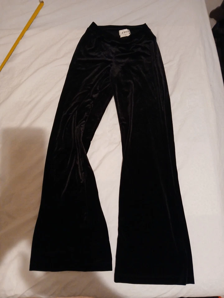 A BYER Women M  Black Poly Stretch Soft Flare Leg Dress Christmas Pants 29" Ins - Image 1 of 4