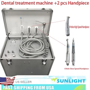 US- Delivery Unit Compressor Suction Syringe Mobile Portable +2pcs Handpiece~us~ - Picture 1 of 18