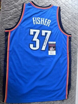 Derek Fisher Signed Oklahoma City Thunder Jersey (JSA COA) 1996 1st Round PK L.A - Image 1 of 3