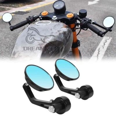 Espejos retrovisores redondos de manillar de motocicleta de 7/8"" para Honda Yamaha Bobber Café Racer Foto 1 de 4