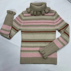 Tommy Bahama Girls Pastel Ribbed Turtleneck Sweater Size 4 Sparkle Gold - Picture 1 of 12