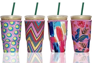 BAXENDALE AND CO Reusable Neoprene Insulator Sleeves Iced Coffee Soda 32 OZ Cups - Picture 1 of 5