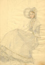 Vera Furneaux-Harris RMS, Seated Edwardian Lady 'Myself' –1930s graphite drawing