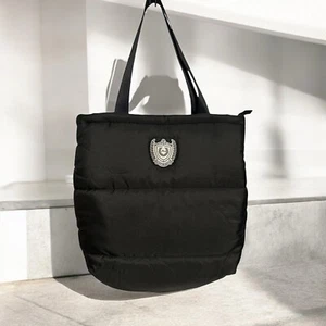 PINK Black Puffer Tote Bag NWOT 15 x 17 x 4 - Picture 1 of 12