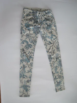 Ralph Lauren Denim & Supply Skinny Ruvits Paisley White Blue Jeans - Image 1 of 4