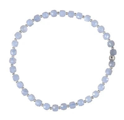 Chalcedon blau Armband Stretch Perlenarmband DD082 - Bild 1 von 2