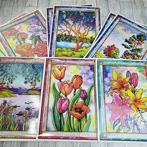 Lote de 14 decoraciones de ventanas para vitrales SuperClings plantas y paisajes - Imagen 1 de 13