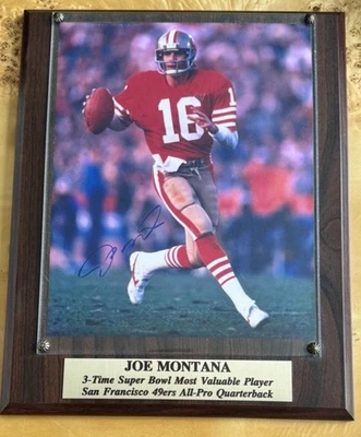Joe Montana Autographed 8x10 Action Photo and Plaque With COA - Image 1 of 2