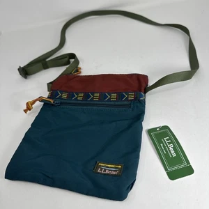 L.L. Bean Mountain Classic Crossbody Bag Nylon Light Weight Green Teal Red Mint - Picture 1 of 7