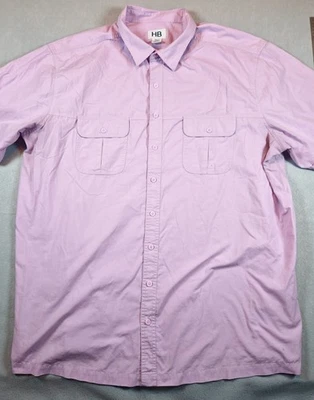 HB Harbor Bay Shirt Mens 3XLT Big Tall PINK Button Up Short Sleeve - Image 1 of 4