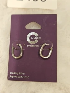 Aros ovalados de lujo de Claire's de plata de ley 925/1000 Aros - Imagen 1 de 6