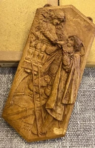 ROMEO & JULIET ANTIQUE Unpainted 3D IVOREX Plaque A.O ARTHUR OSBORNE 6.25” x 3” - Picture 1 of 12
