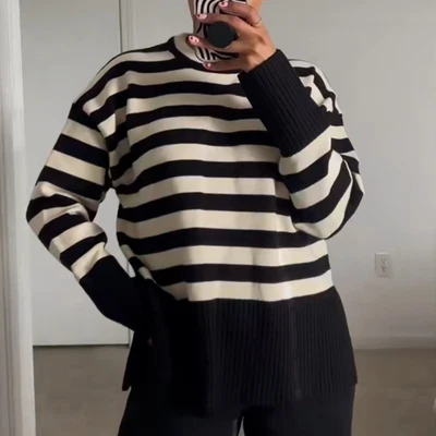Suéter listrado listrado/preto/branco 3519/166 novo com etiquetas Zara tamanho M - Imagem 1 de 3