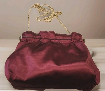 Impresionante Cartera Estilo Satén Irredescente Borgoña Pequeña De Colección FS Originales Foto 1 de 4