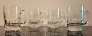Vintage Set Of 4 Small Clear Glass Kids Root Beer Mugs 4.5" Tall - Picture 1 of 10
