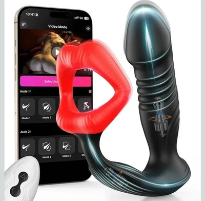 Masajeador de próstata vibrador anillo de pene anal tapón trasero juguetes sexuales para hombres parejas Foto 1 de 4