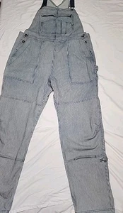  DULUTH TRADING Company DuluthFlex Bib Overalls HICKORY STRIPE  Xl×31 Navy Denim - Picture 1 of 14