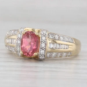 1.20ctw Pink Tourmaline Diamond Ring 14k Yellow Gold Size 7 - Picture 1 of 10