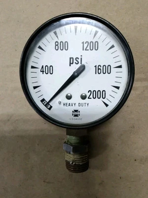 USG Pressure Gauge 0- 2000 PSI 2' 1/2  U.S. Gauge Ametek  D35 - Image 1 of 2