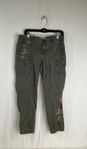 Sonoma Women's Green Cargo Pants With Floral Embroidery - Size 10 - Picture 1 of 3